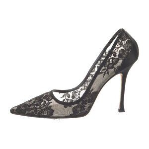 Manolo Blahnik Black Lace Pointed Toe Pumps, 4” Heels, Size 8.5 US, Formal Shoes